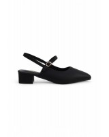 Ladies Pointed Toe Slingback Low Heels 63618 in Black